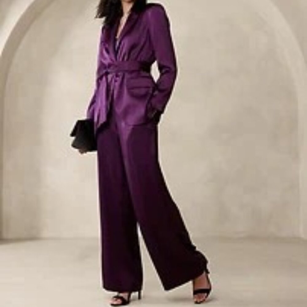 Banana Republic Satin Wide Leg Pants and Tie Waist Blazer NWT 14